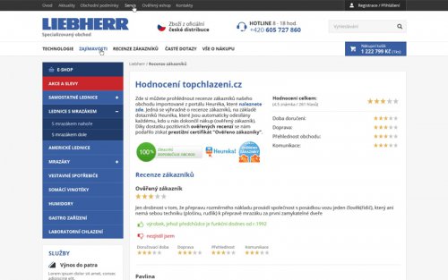 TopChlazeni.cz – e-shop ledniček a mrazniček Liebherr v nové podobě